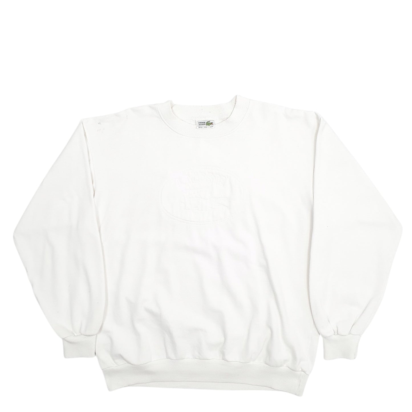 Mens White Lacoste Spellout Crewneck Jumper