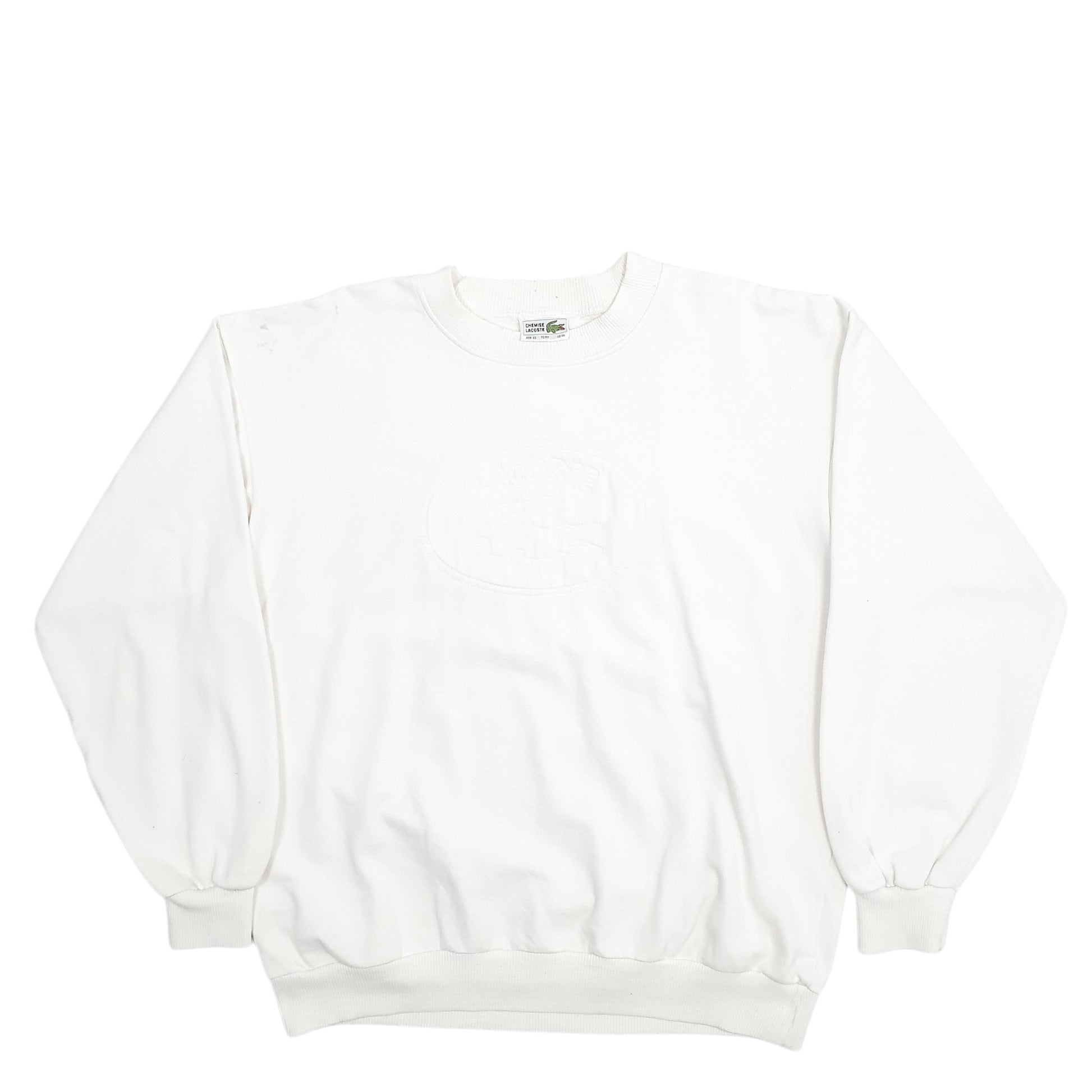 Mens White Lacoste Spellout Crewneck Jumper