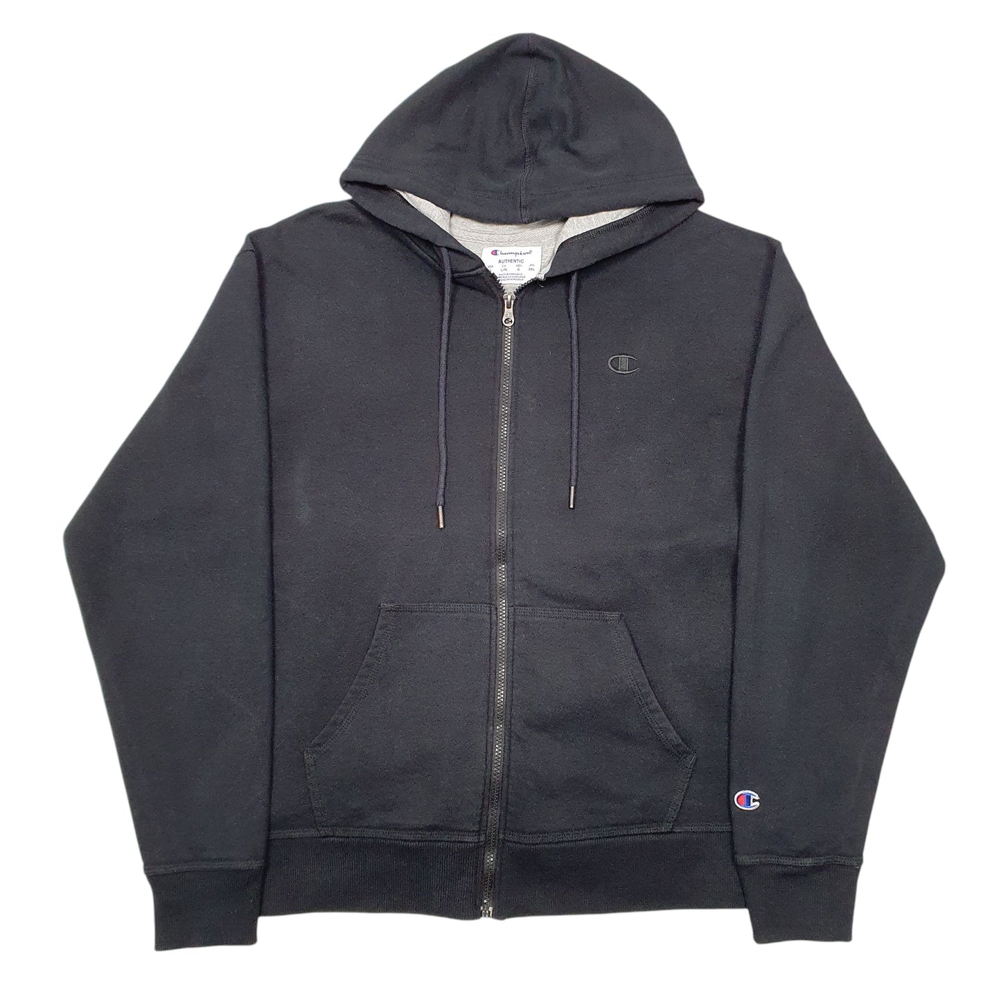 Mens Black Champion Hoodie Full Zip Jumper