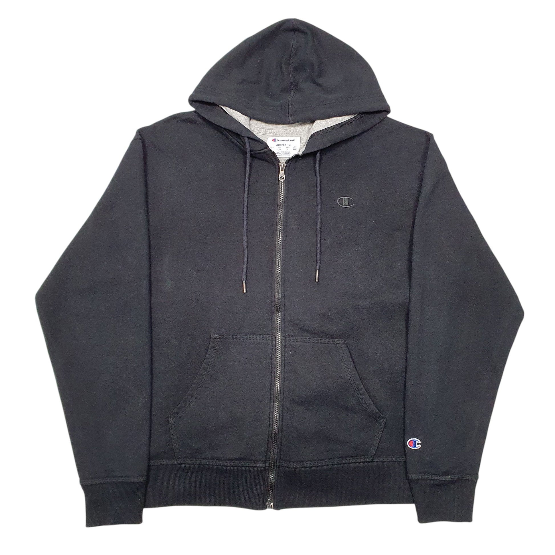 Mens Black Champion Hoodie Full Zip Jumper