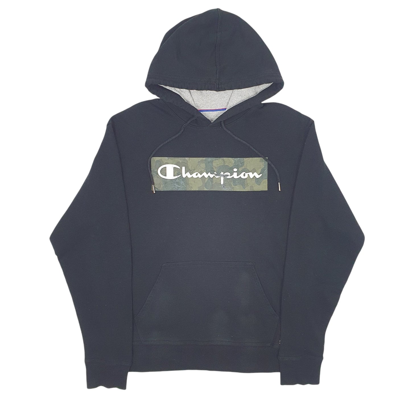 Mens Black Champion Spellout Hoodie Jumper