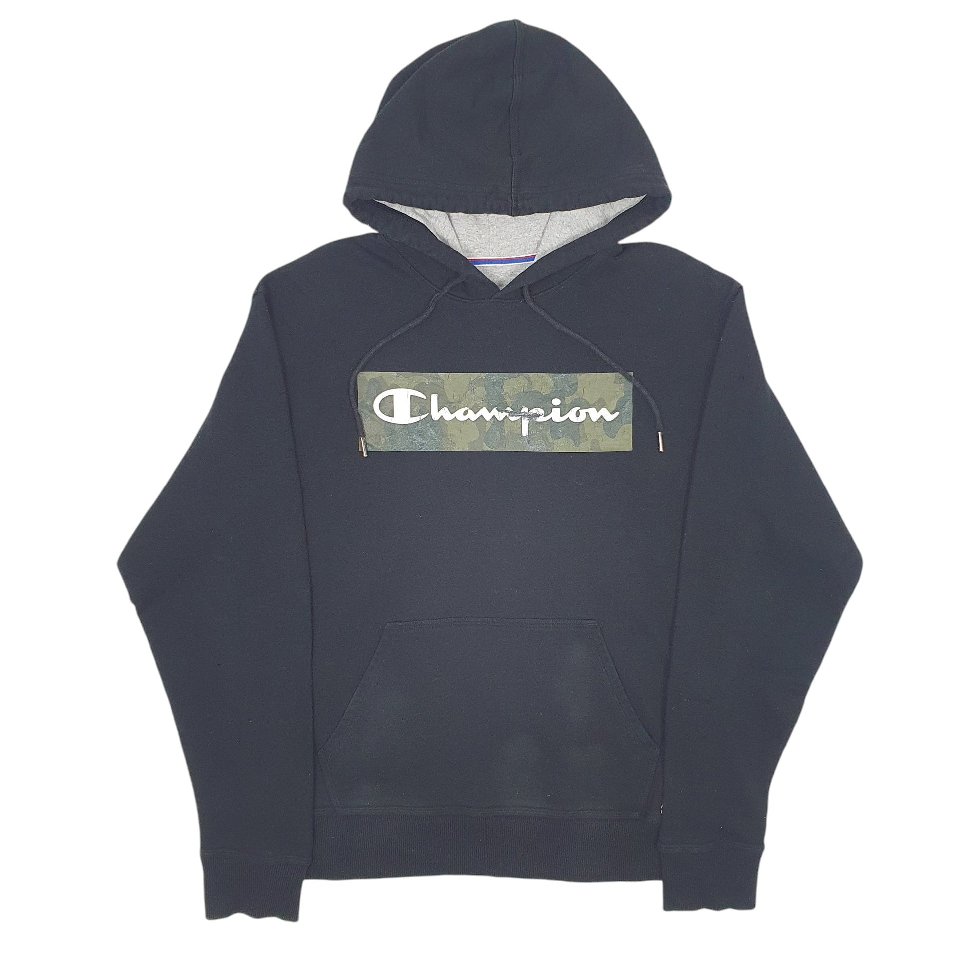 Mens Black Champion Spellout Hoodie Jumper