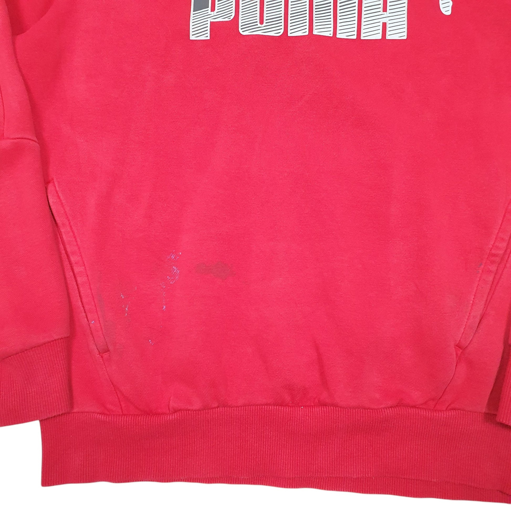 Mens Red Puma Spellout Hoodie Jumper