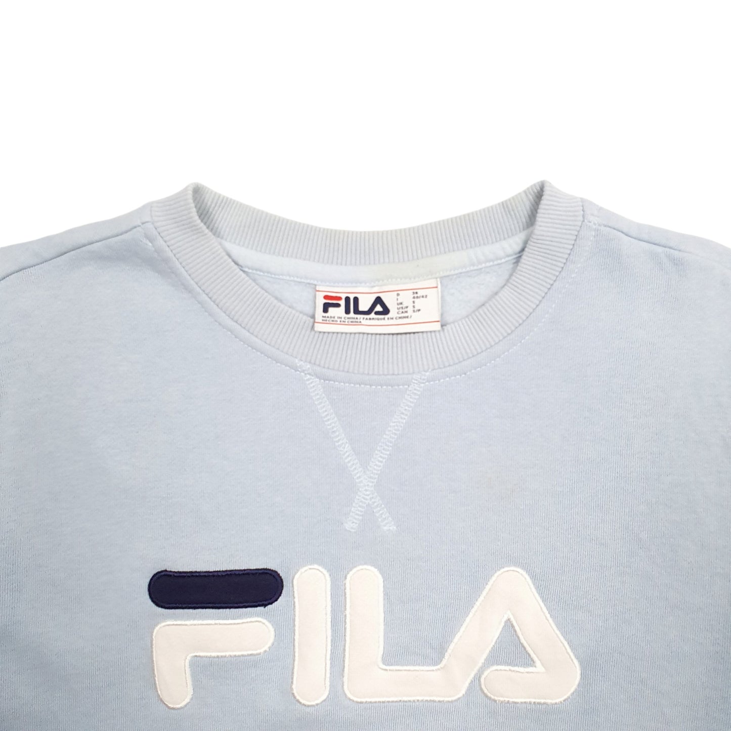 Womens Blue Fila Spellout Crewneck Jumper