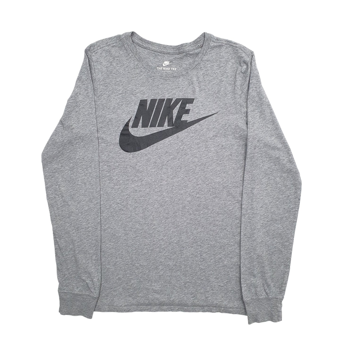 Mens Grey Nike Spellout Long Sleeve T Shirt