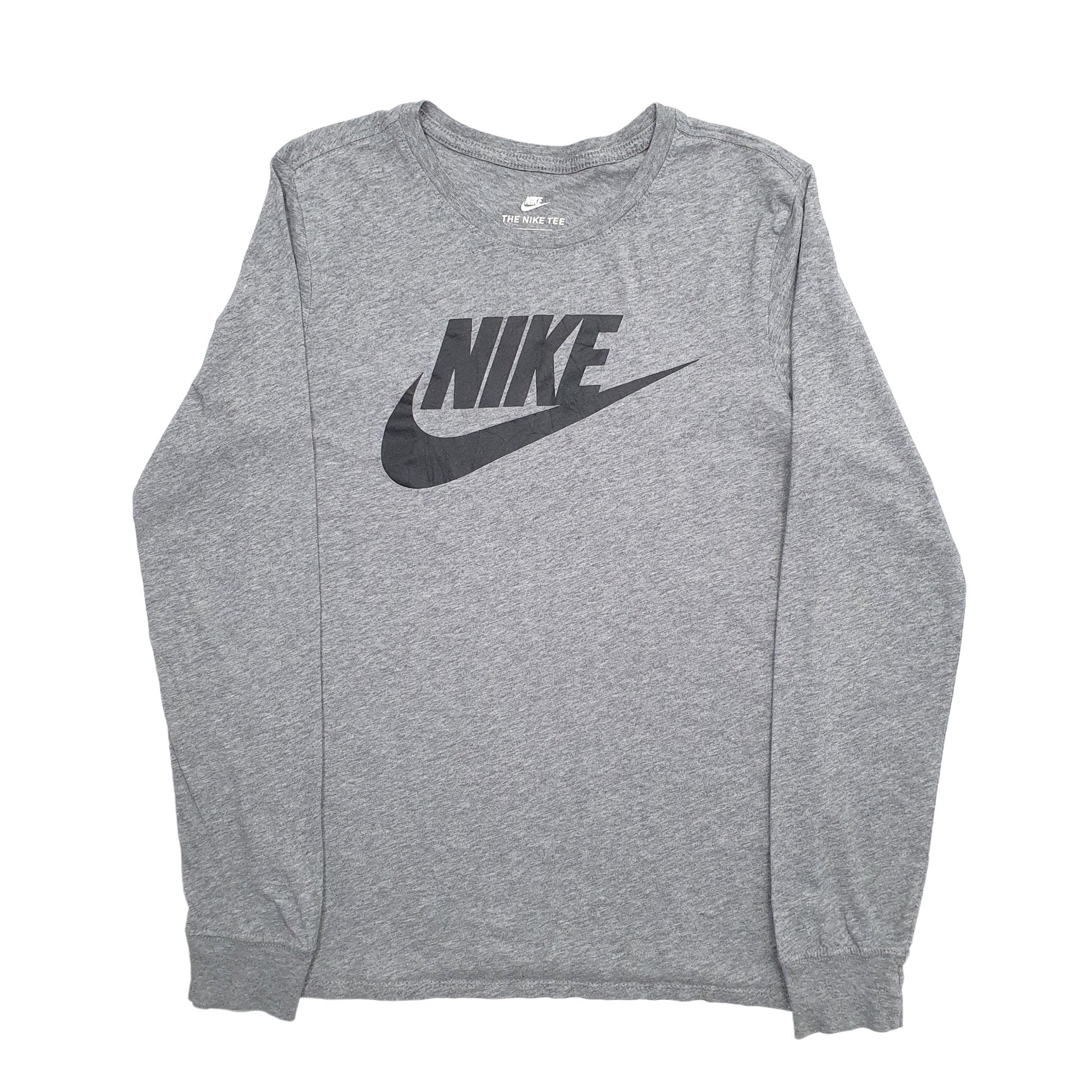 Mens Grey Nike Spellout Long Sleeve T Shirt