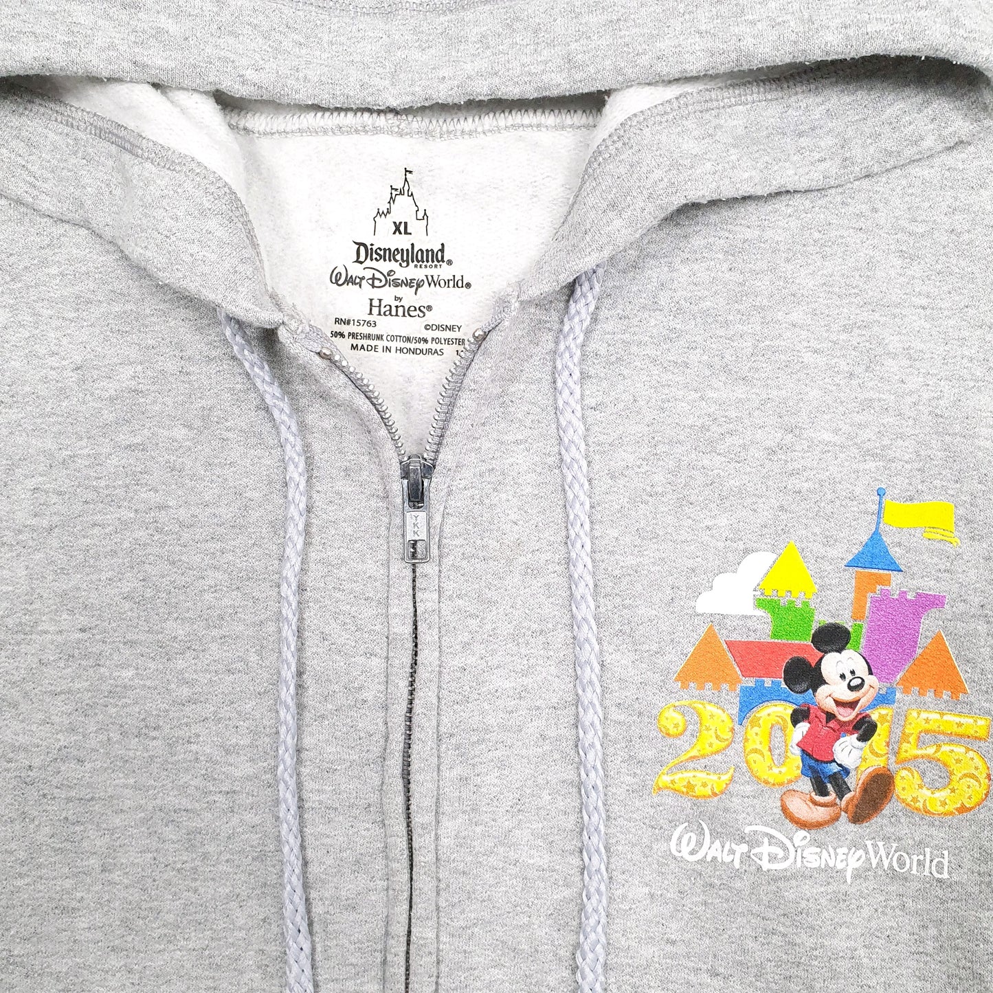 Mens Grey Disney Disneyland Hanes 2015 Full Zip Jumper