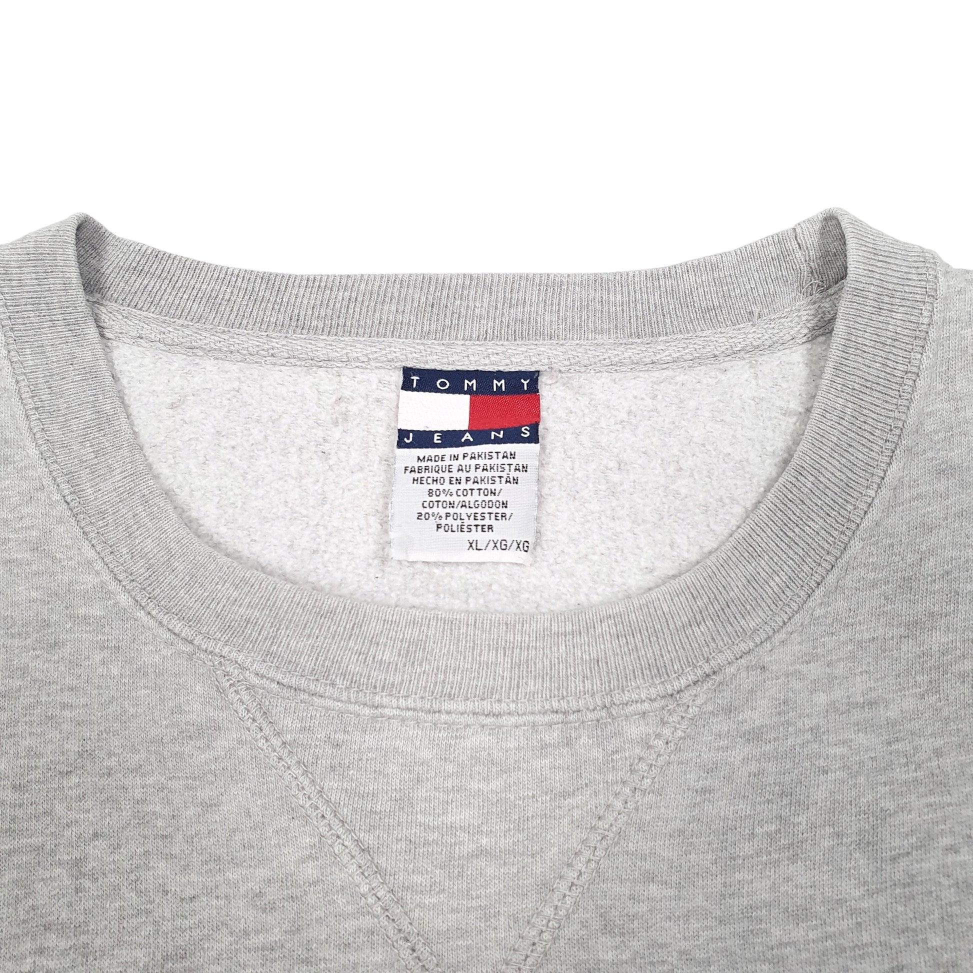 Mens Grey Tommy Hilfiger Denim Spellout Crewneck Jumper