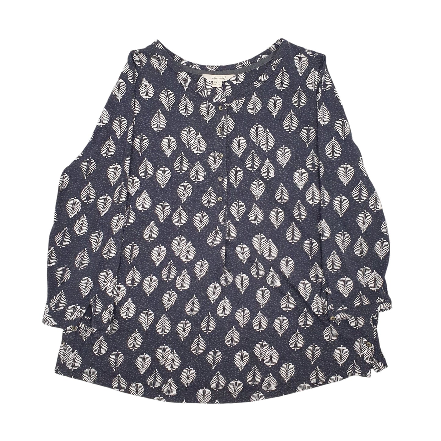Womens Grey White stuff Blouse Long Sleeve T Shirt