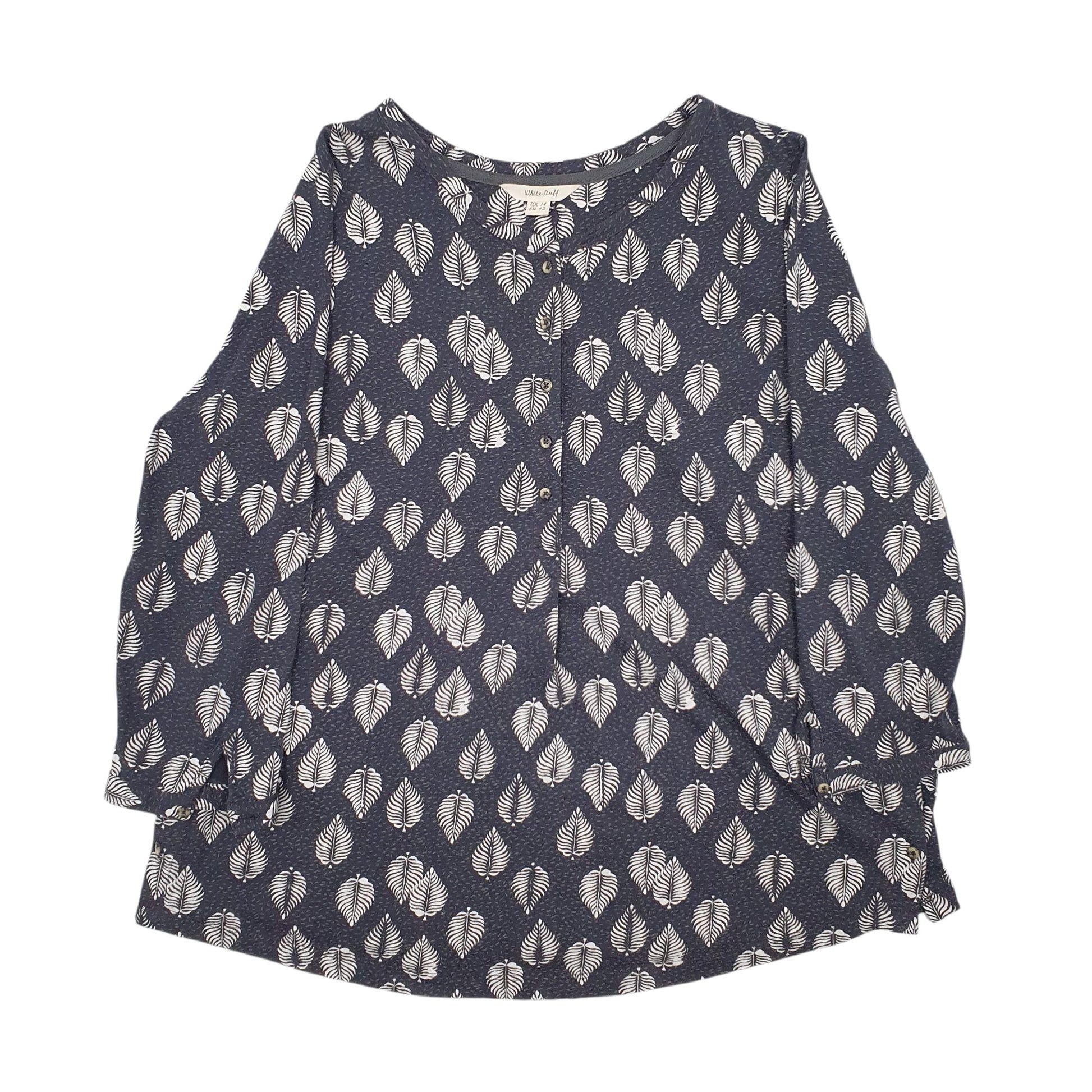 Womens Grey White stuff Blouse Long Sleeve T Shirt