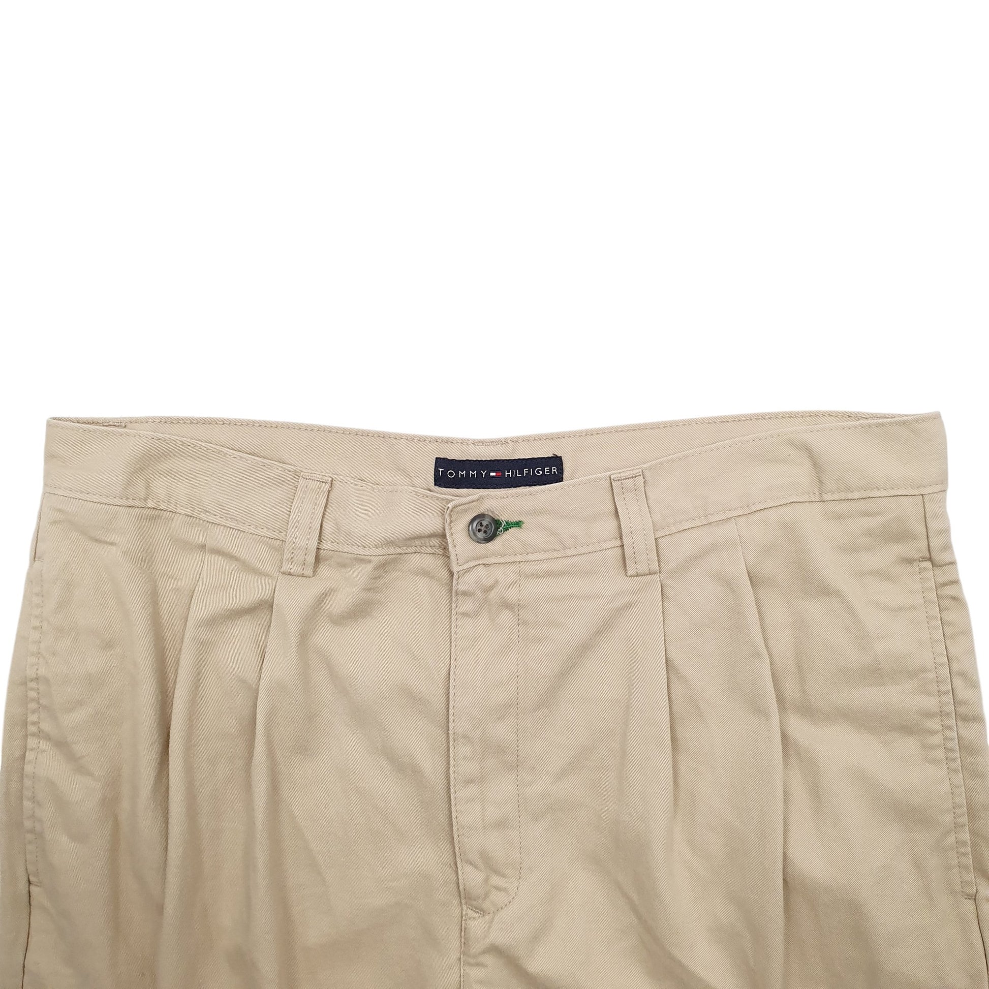 Mens Beige Tommy Hilfiger Double Pleated Chino Trousers