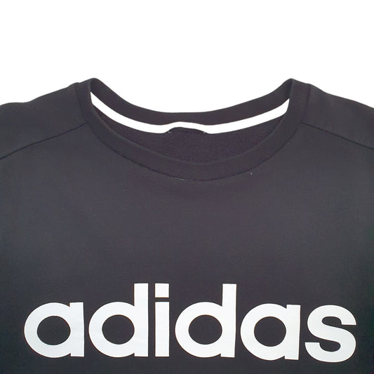 Womens Black Adidas Spellout Crewneck Jumper