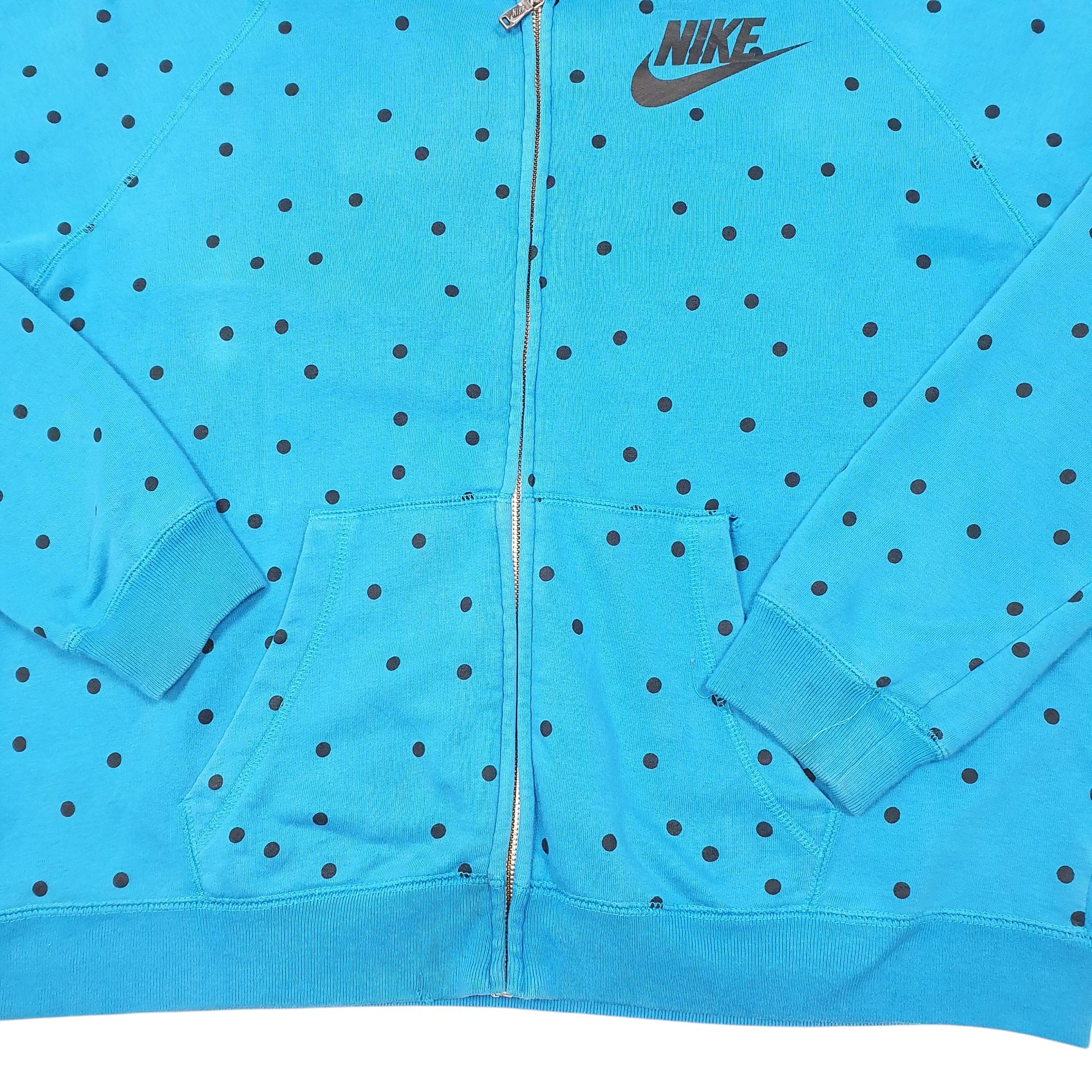 Womens Blue Nike Hoodie Polka Dot Full Zip Jumper