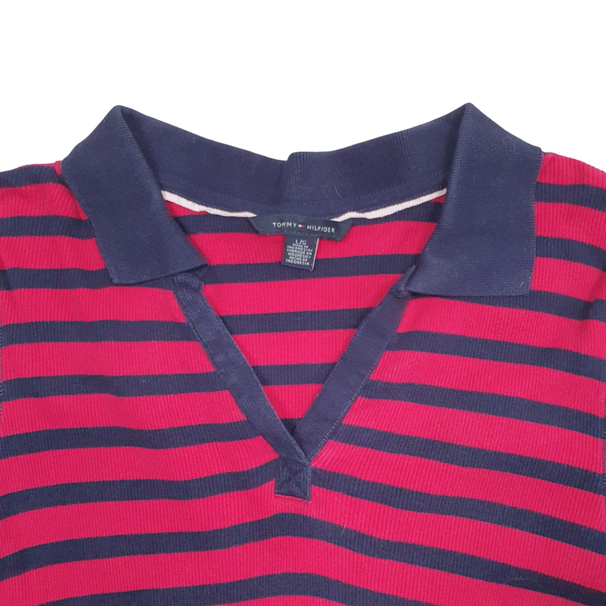 Womens Red Tommy Hilfiger Long Dleeve Long Sleeve Polo Shirt