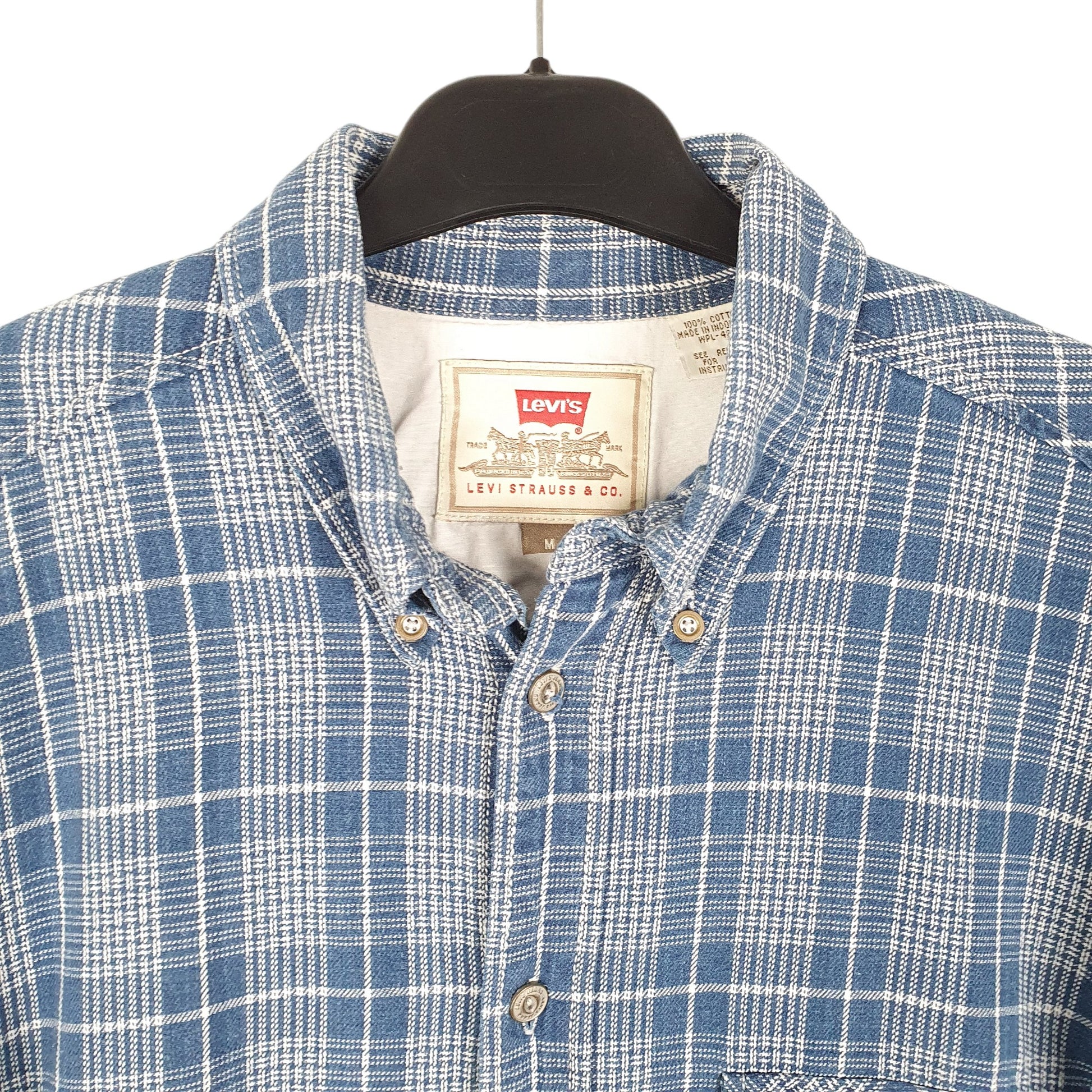 Mens Blue Levis Vintage Flannel Long Sleeve Shirt