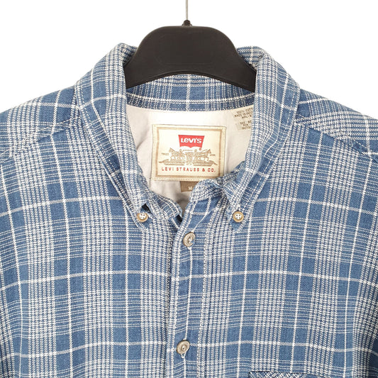 Mens Blue Levis Vintage Flannel Long Sleeve Shirt