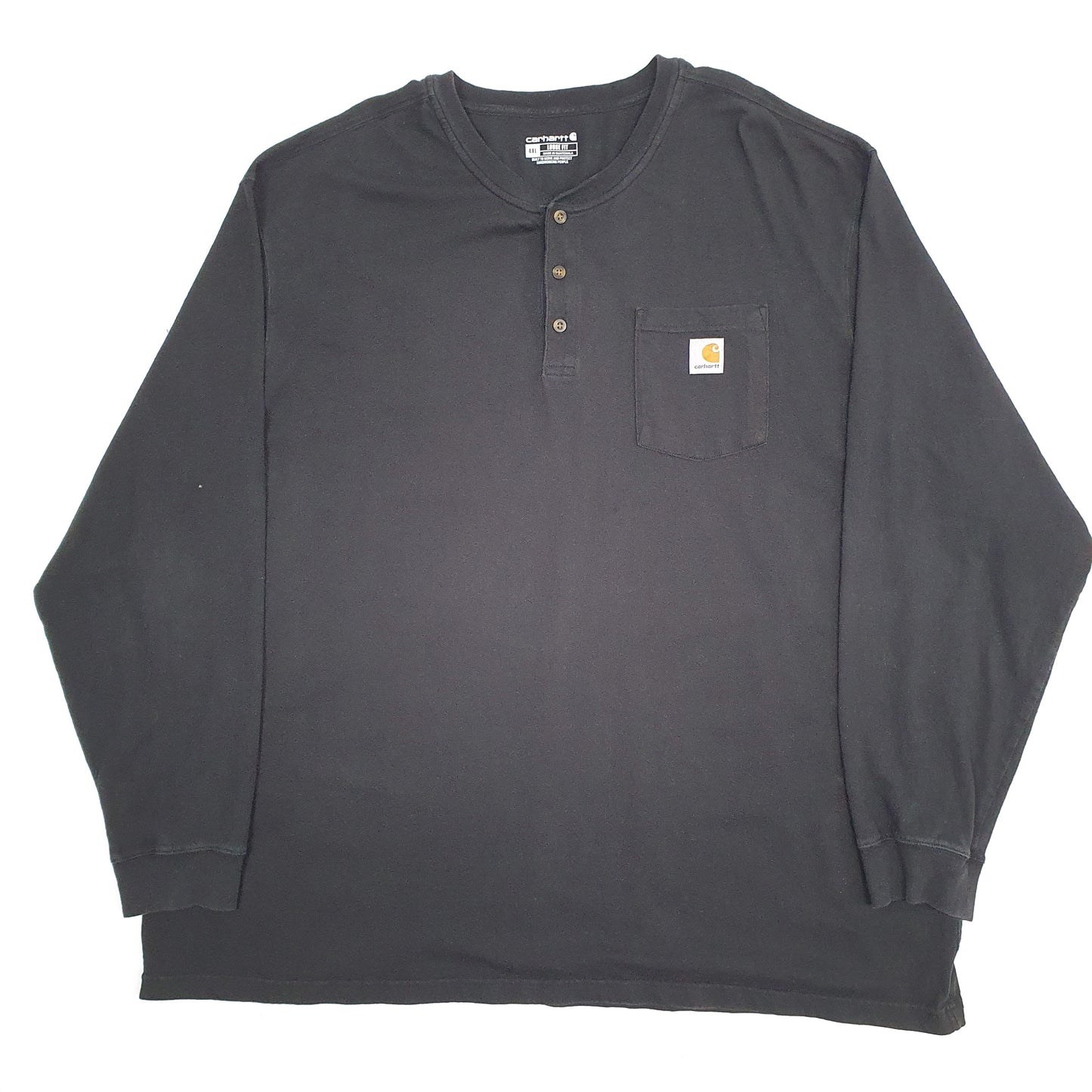 Mens Black Carhartt Henley Long Sleeve T Shirt