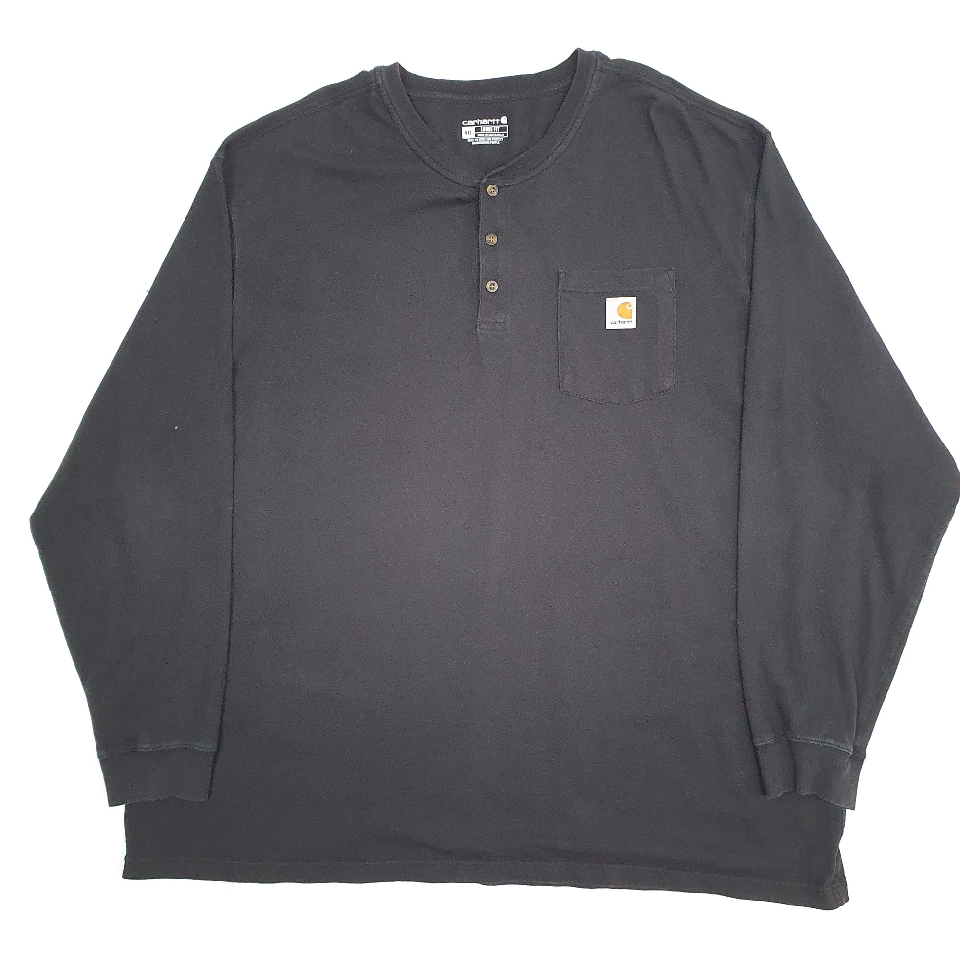 Mens Black Carhartt Henley Long Sleeve T Shirt