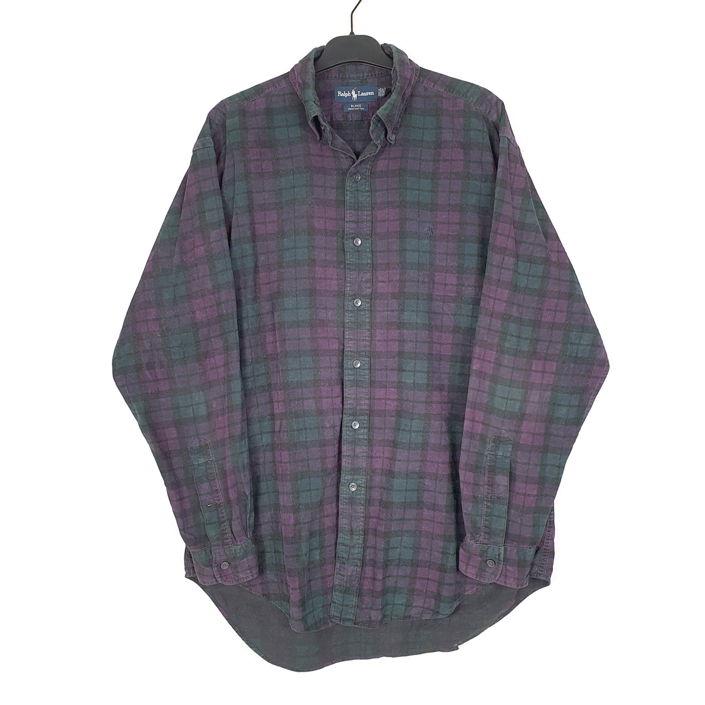 Mens Navy Ralph Lauren Corduroy Flannel Plaid Long Sleeve Shirt