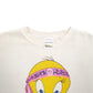 Mens Cream Tultex Tweety Pie Looney Tunes 80's Vintage Crewneck Jumper