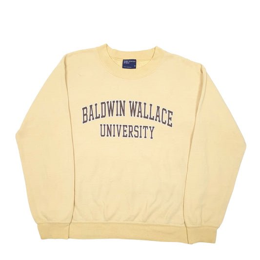 Mens Yellow MV Sport Baldwin Wallace University USA Spellout Crewneck Jumper