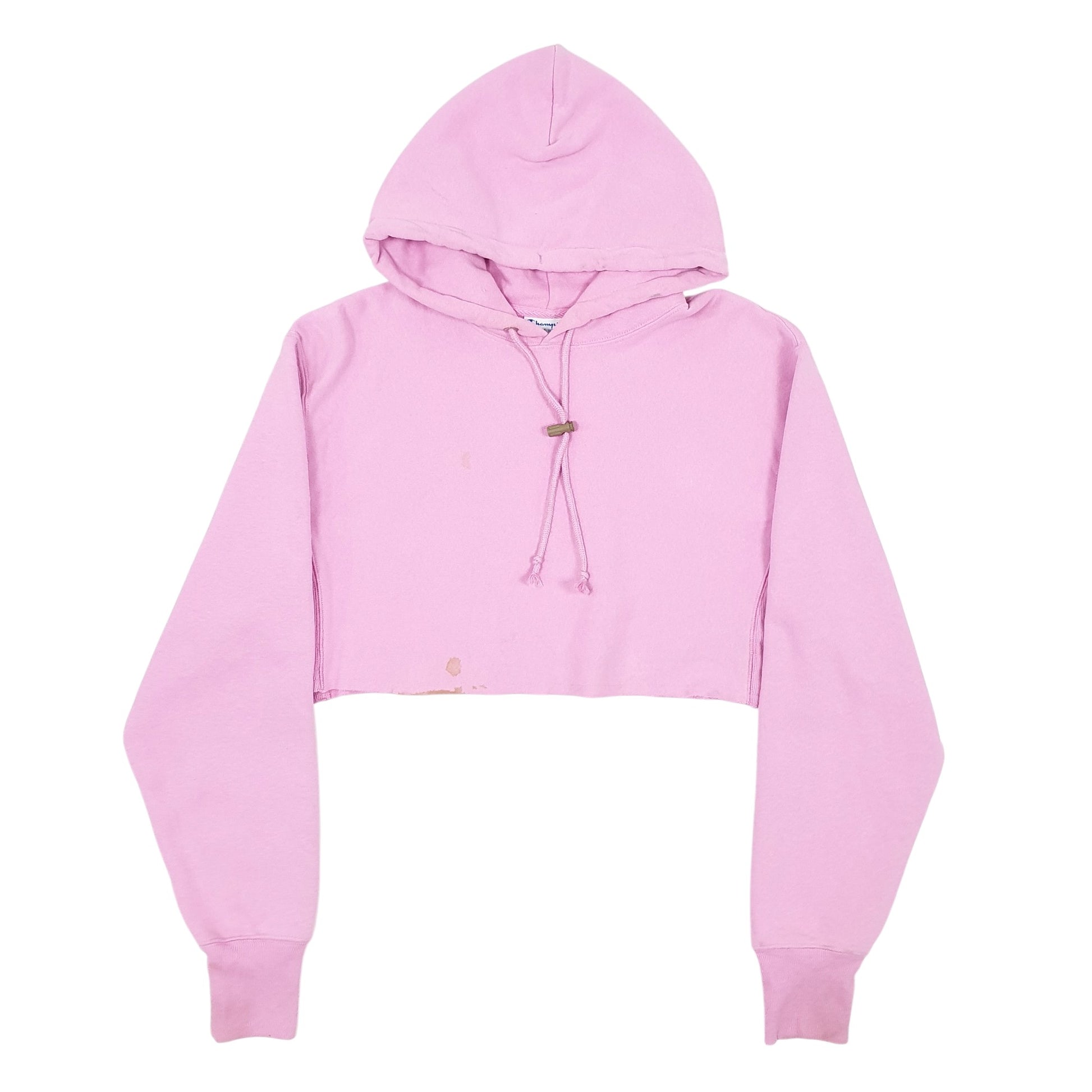 Womens Pink Champion Croptop Reverse Weave Hoodie Jumper