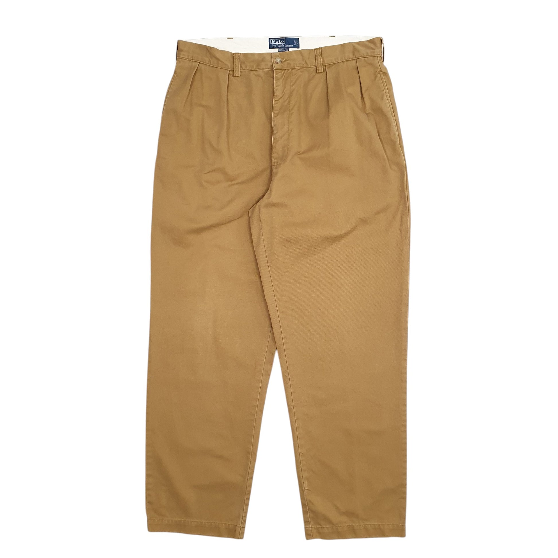 Mens Beige Polo Ralph Lauren Double Pleated Chino Trousers