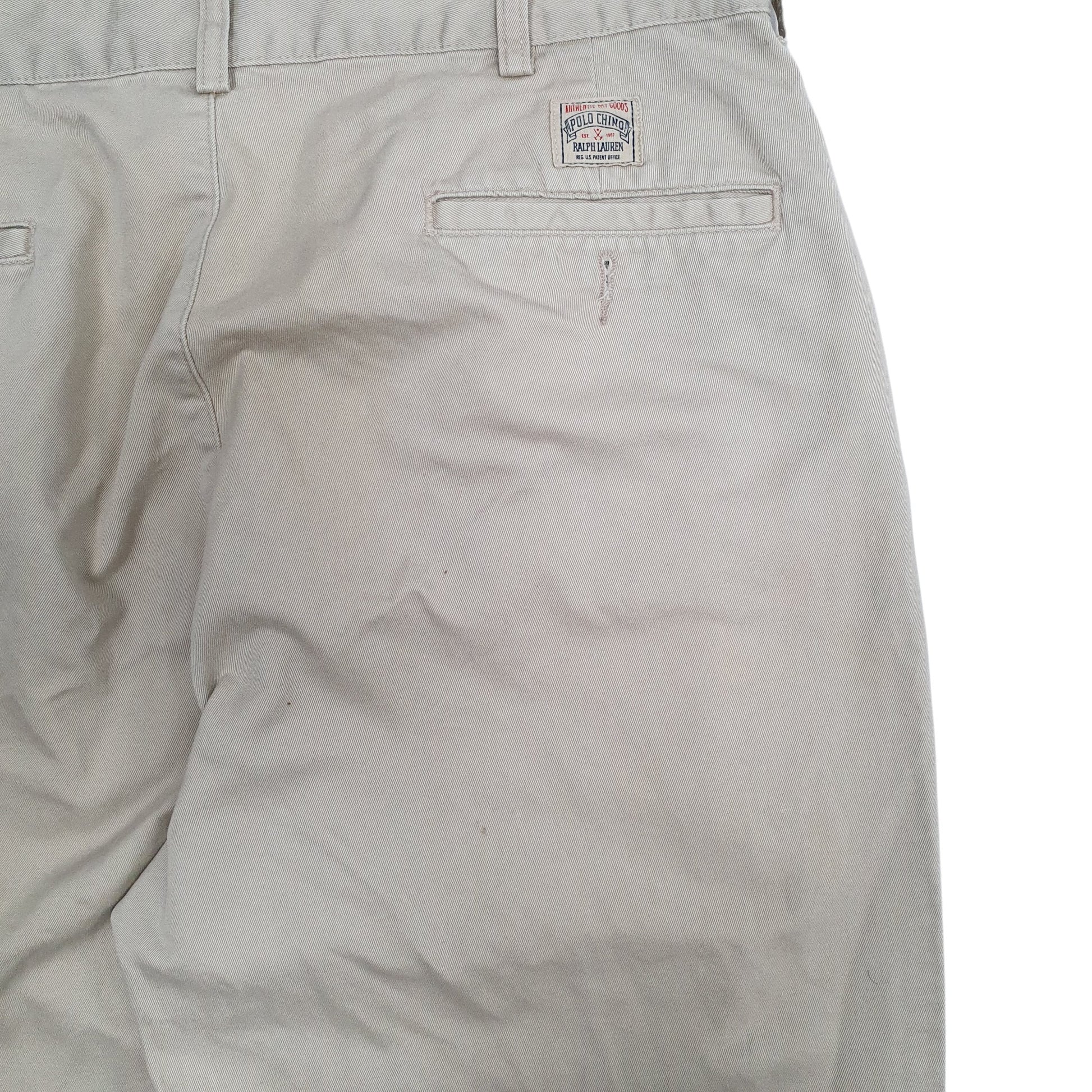 Mens Beige Polo Ralph Lauren Vintage 90s Pleated Chino Trousers