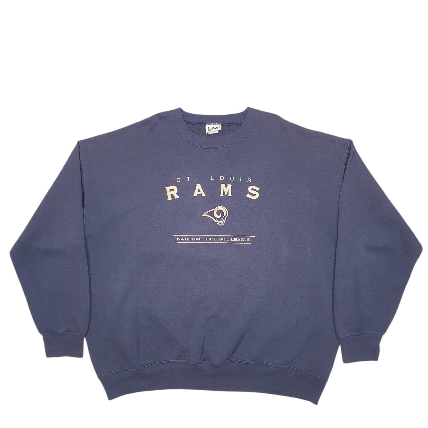 Mens Navy Lee St Louis Rams Football Vintage 90's Spellout Crewneck Jumper
