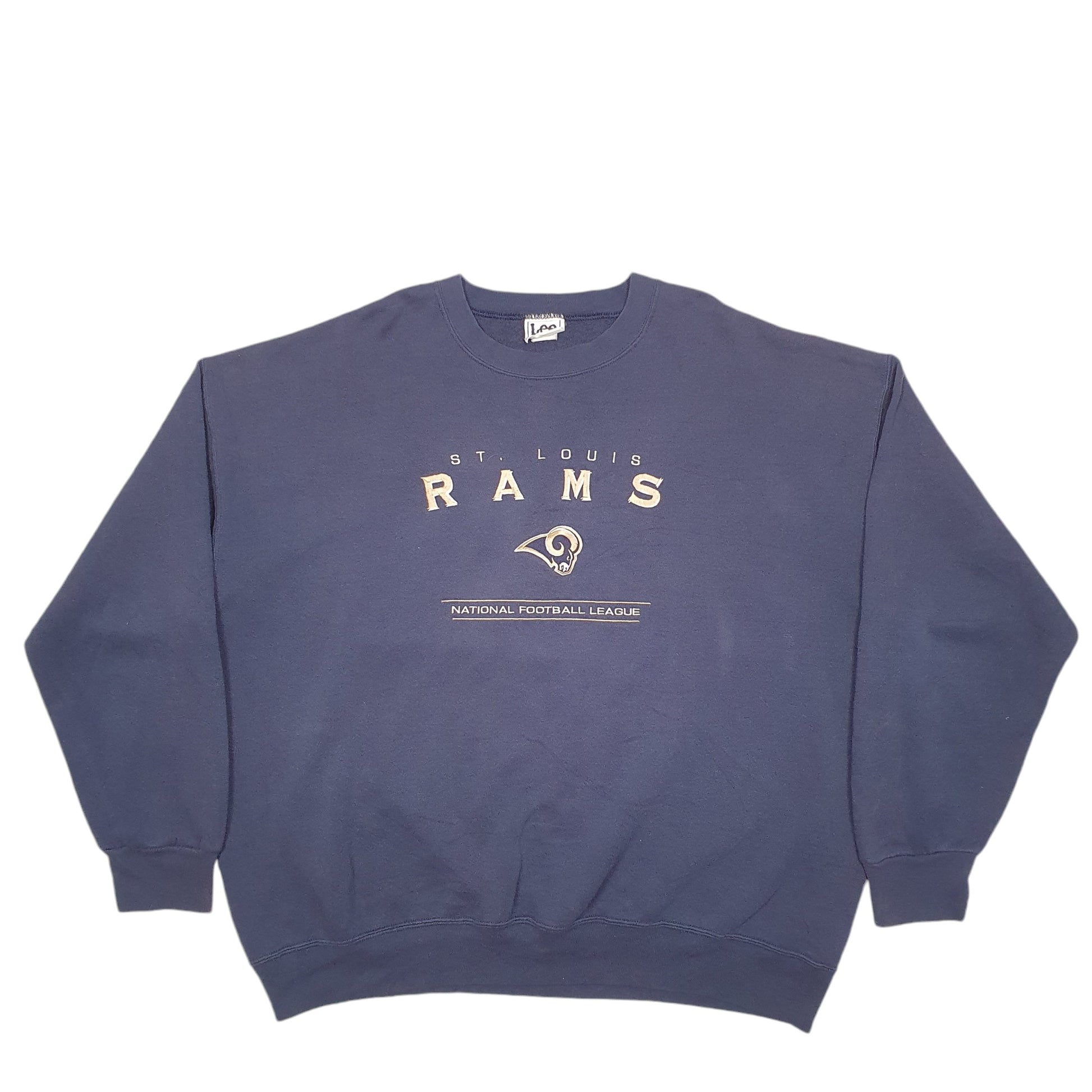 Mens Navy Lee St Louis Rams Football Vintage 90's Spellout Crewneck Jumper