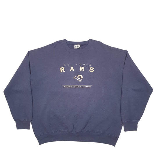 Mens Navy Lee St Louis Rams Football Vintage 90's Spellout Crewneck Jumper