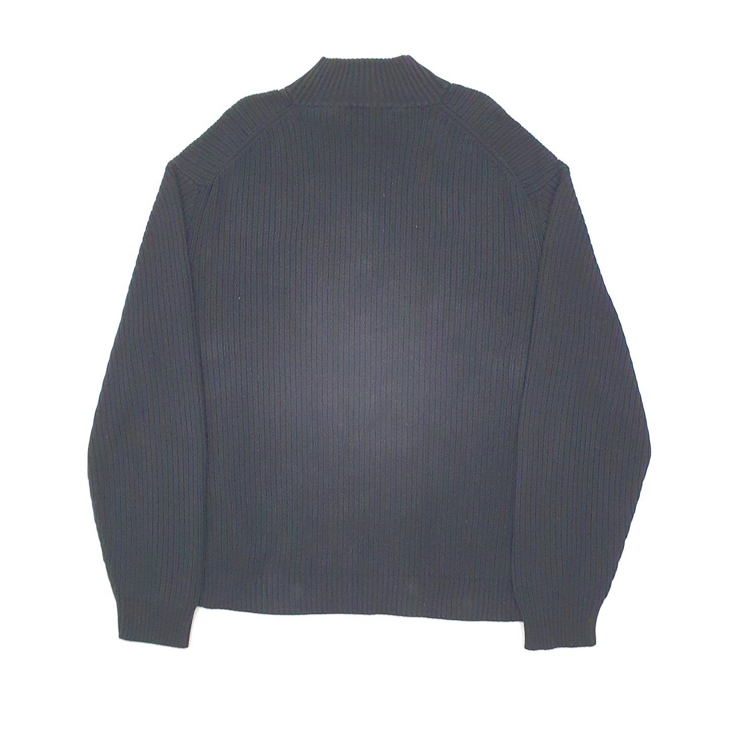 Mens Black Calvin Klein Cable Knit Quarter Zip Jumper