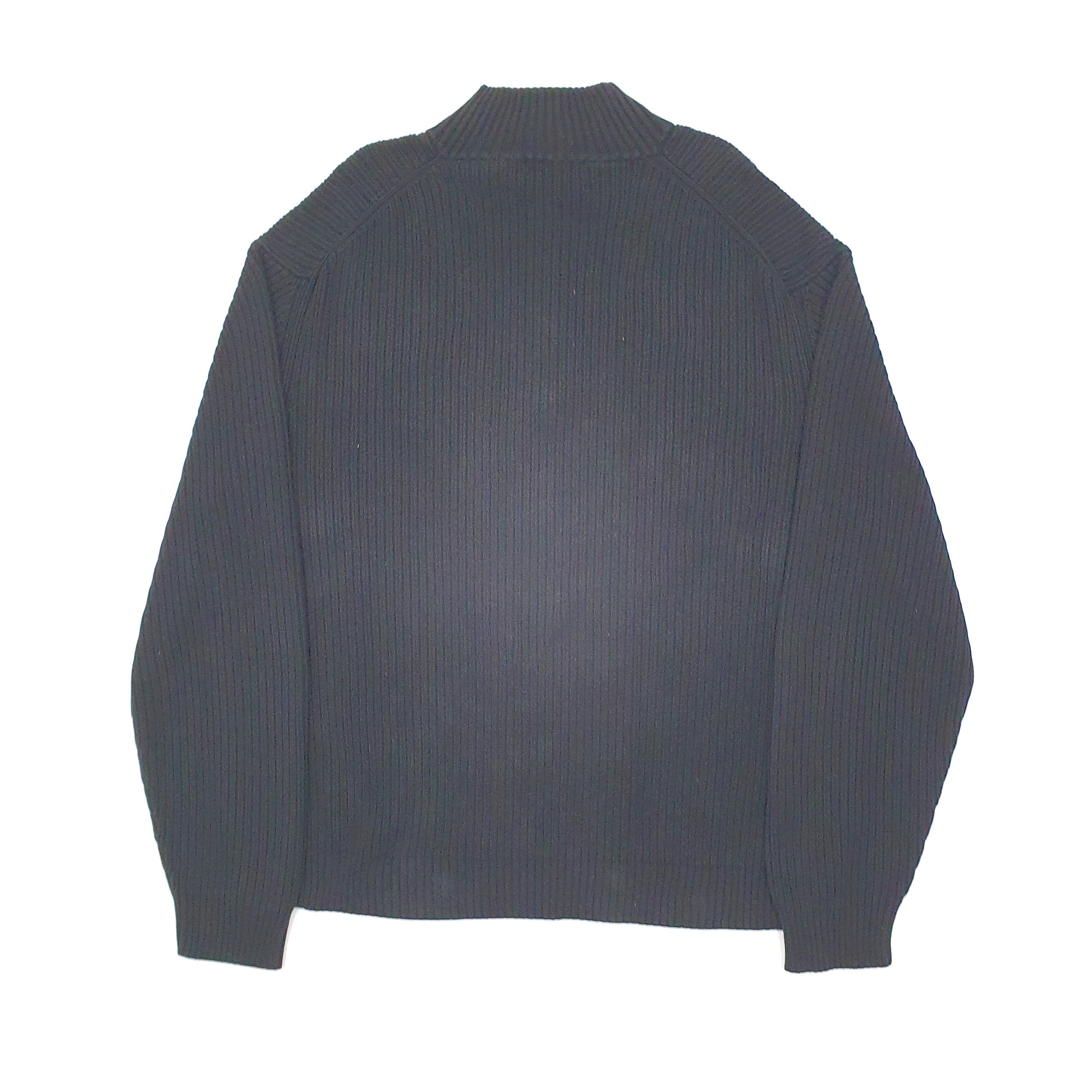 Mens Black Calvin Klein Cable Knit Quarter Zip Jumper