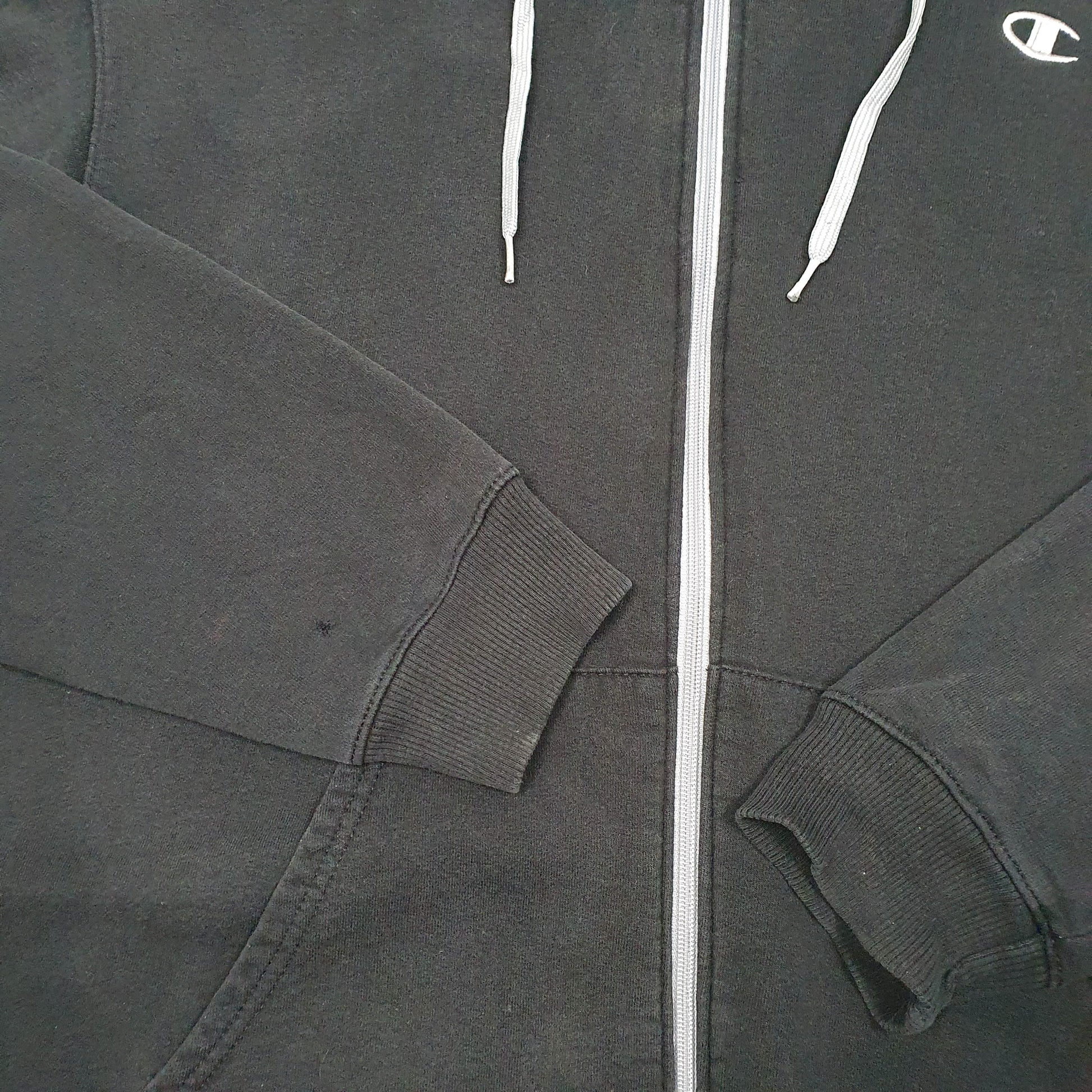 Mens Black Champion Hoodie Full Zip Jumper