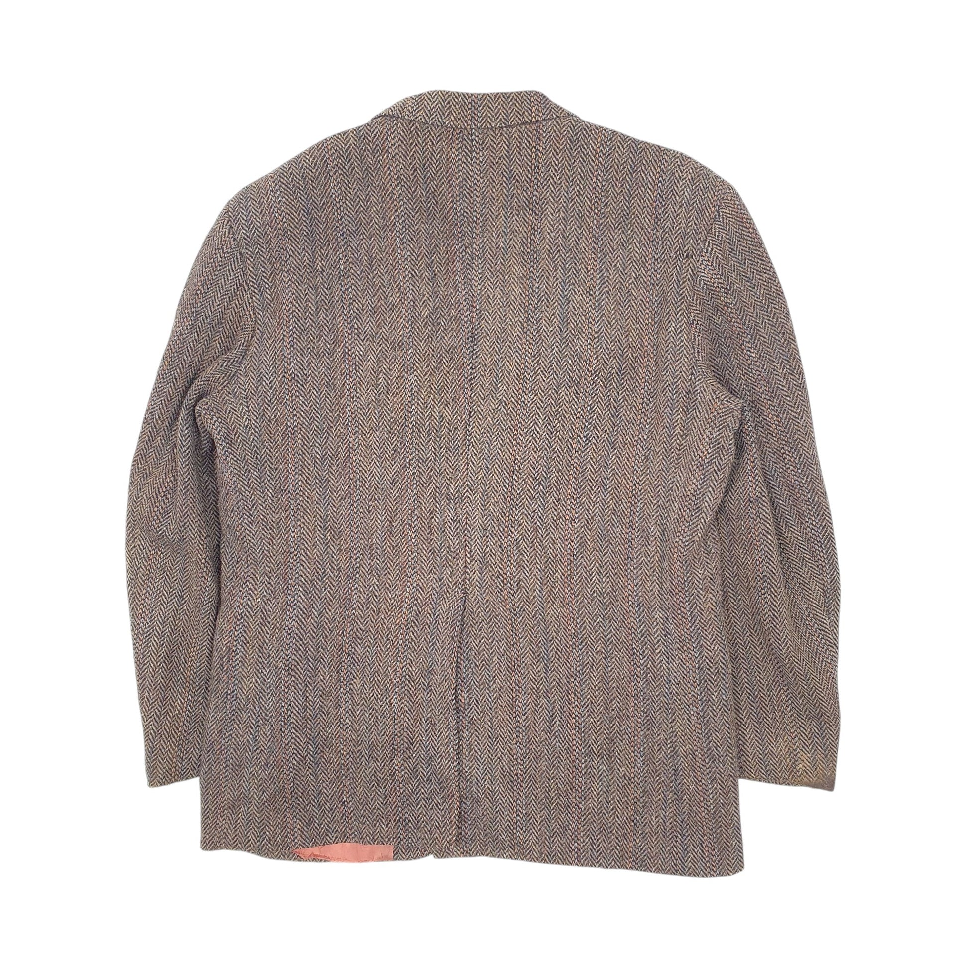 Mens Brown Sears Harris Tweed Herringbone  Coat
