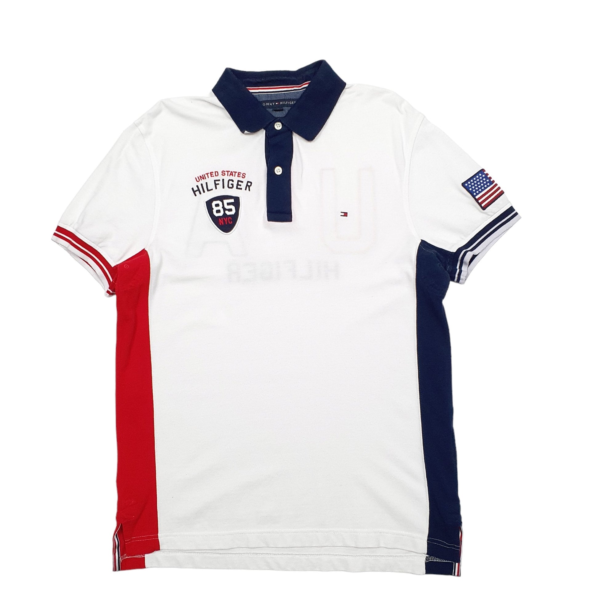 Mens White Tommy Hilfiger USA Short Sleeve Polo Shirt