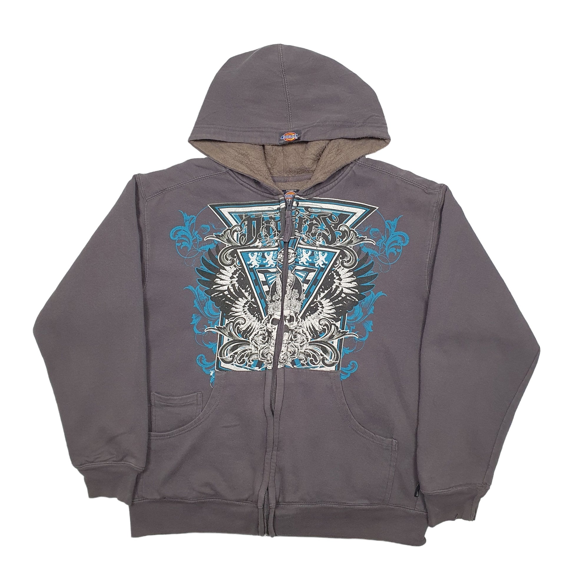 Mens Grey Dickies Spellout Full Zip Jumper