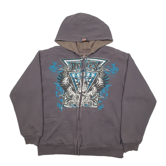 Mens Grey Dickies Spellout Full Zip Jumper