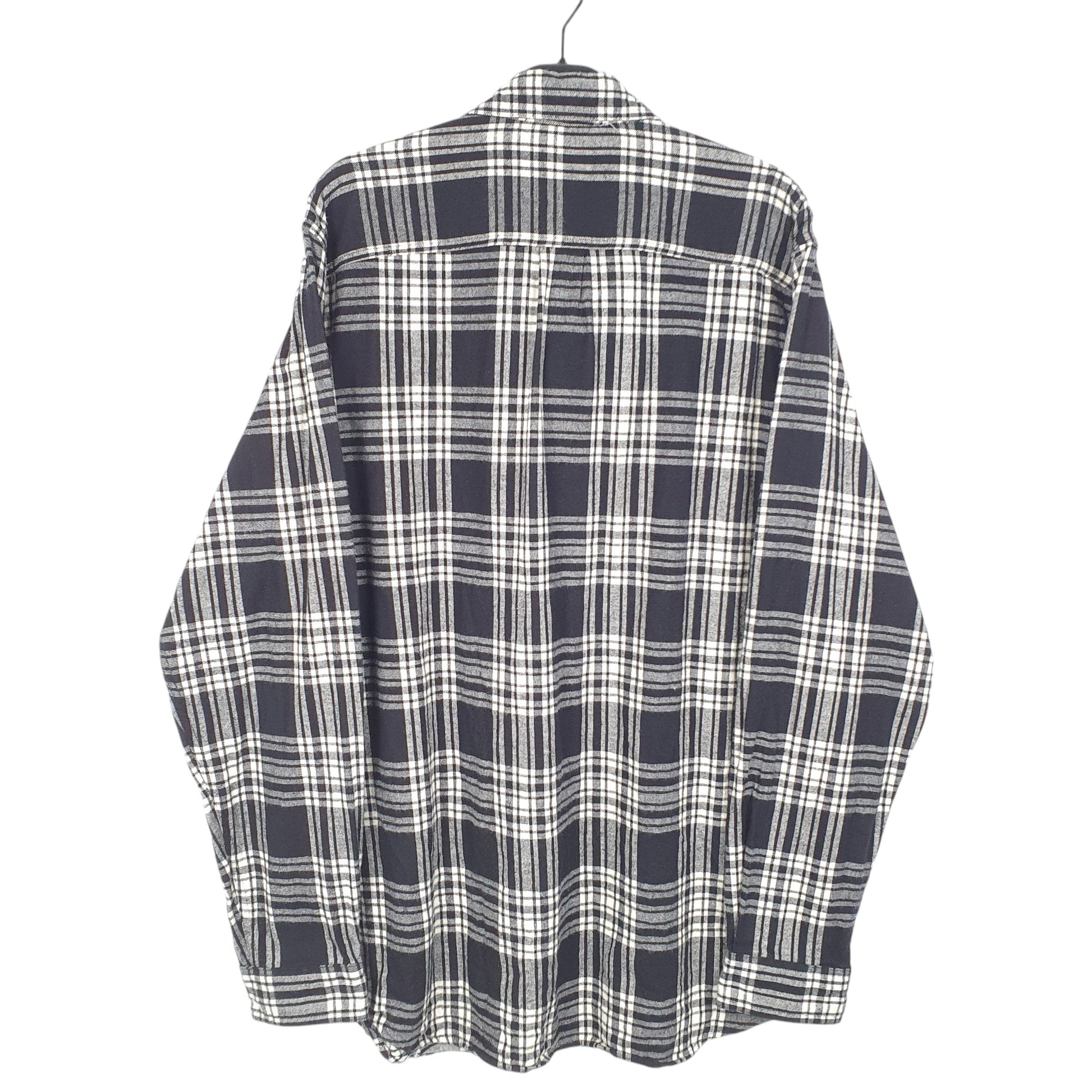 Mens Black L.L.Bean Tall Flannel Overshirt Long Sleeve Shirt