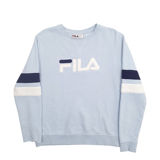 Womens Blue Fila Spellout Crewneck Jumper