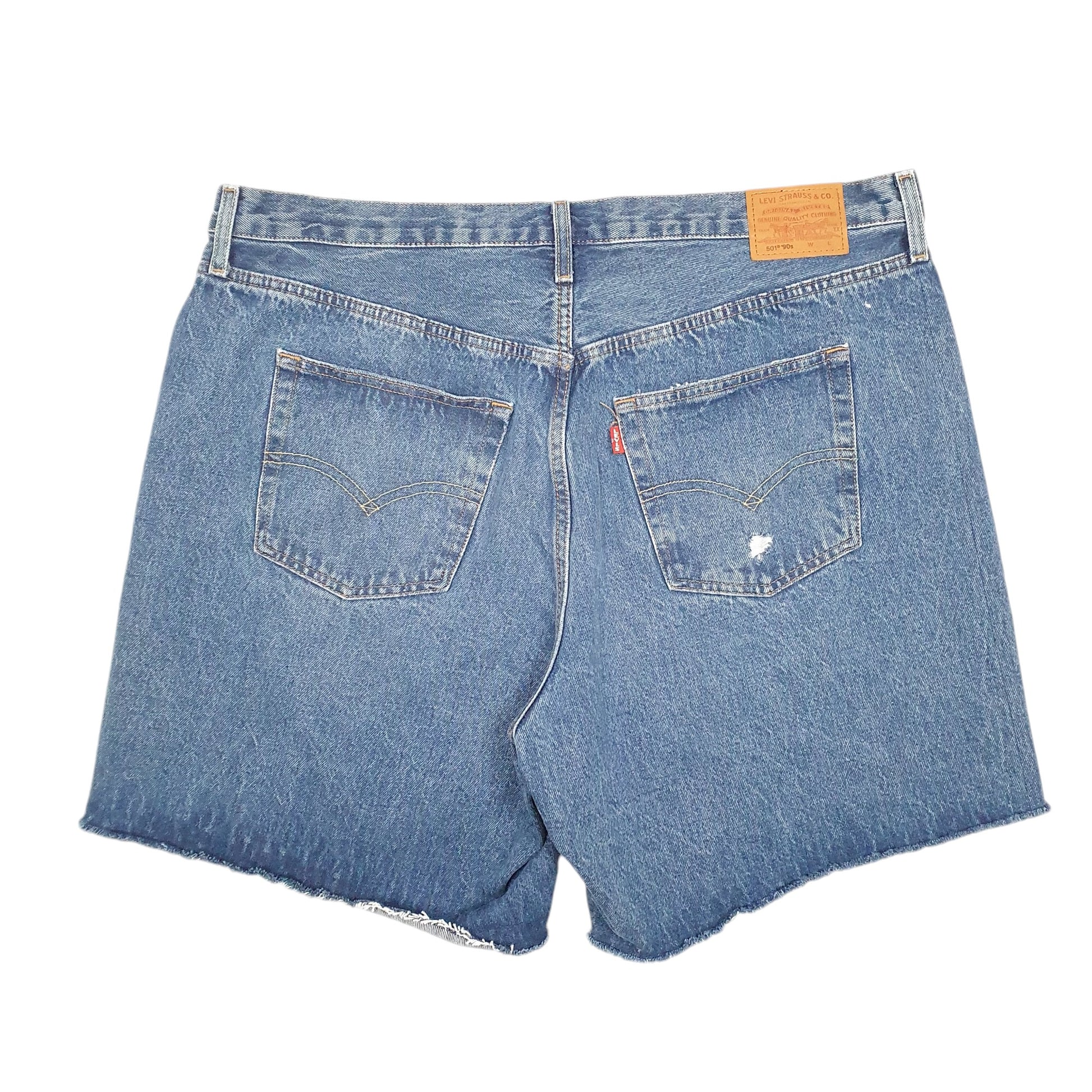 Womens Blue Levis 501 Jorts 90s Jean Mid Rise Distressed Denim Shorts