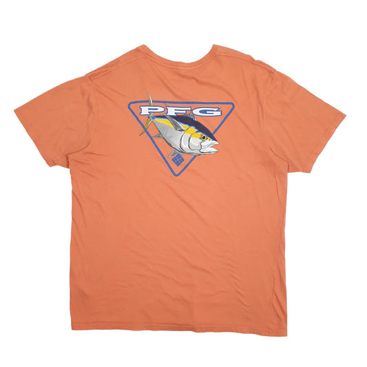 Mens Orange Columbia Sportswear PFG Fishing Short Sleeve T Shirt