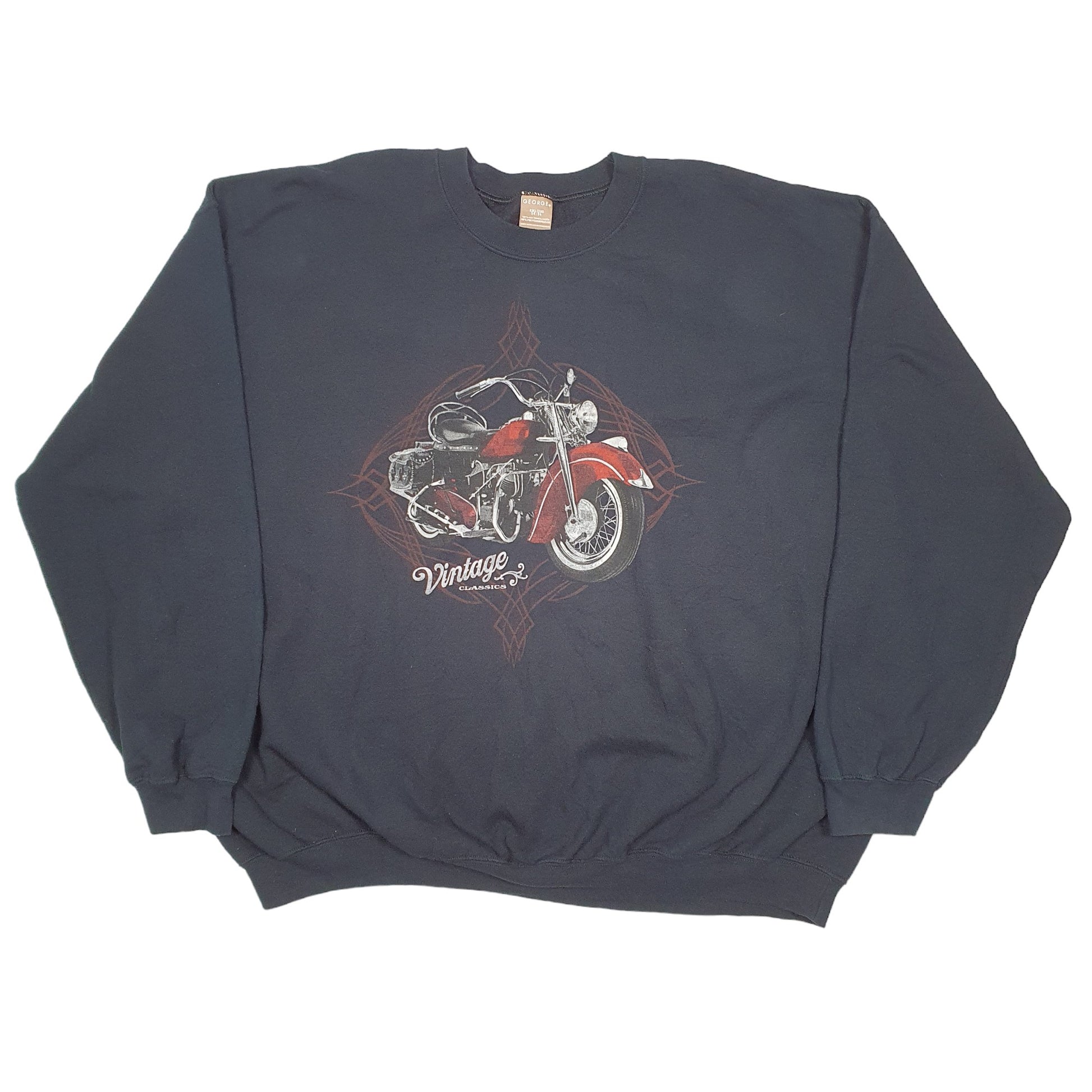 Mens Black George Vintage Motorcycles Knucklehead Panhead Classics Crewneck Jumper