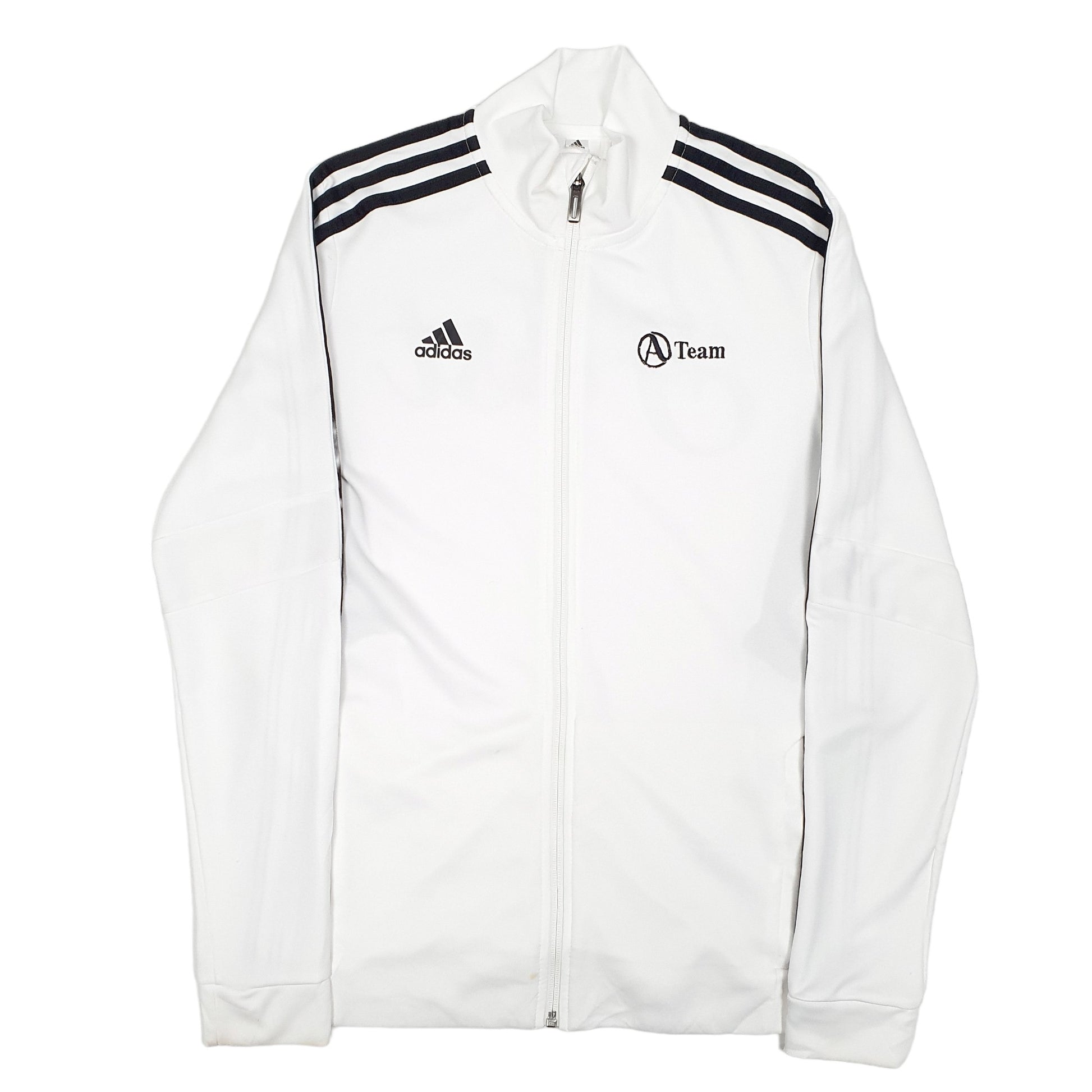 Mens Adidas White Full Zip A Team First Track Top Climalite Jumper
