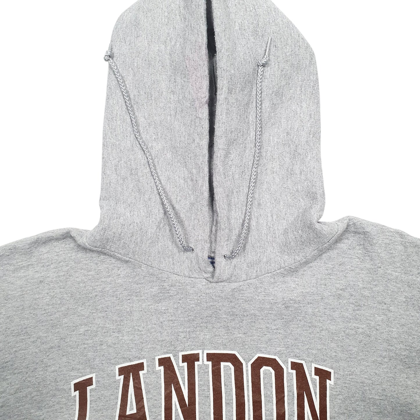 Mens Grey Champion Landon Spellout Hoodie Jumper