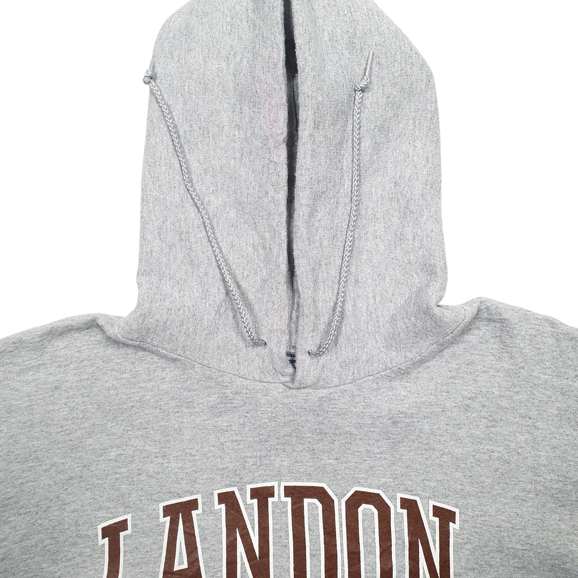Mens Grey Champion Landon Spellout Hoodie Jumper