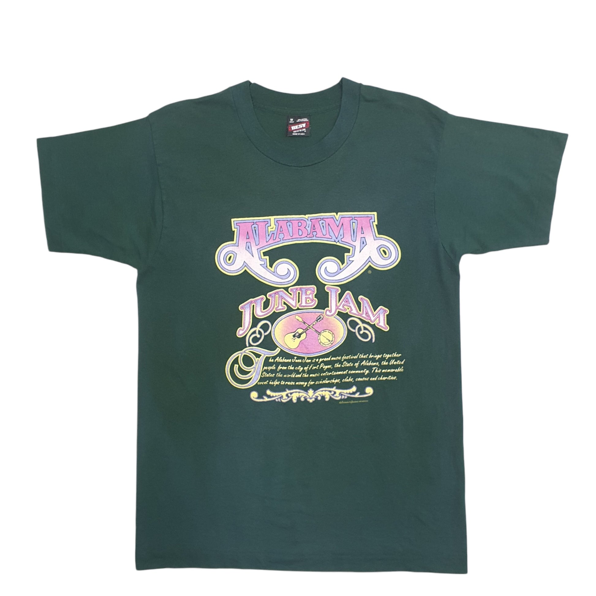 Mens Navy Fruit Of The Loom Single Stitch Vintage 90s Made In USA Alabama June Jam Short Sleeve T Shirt