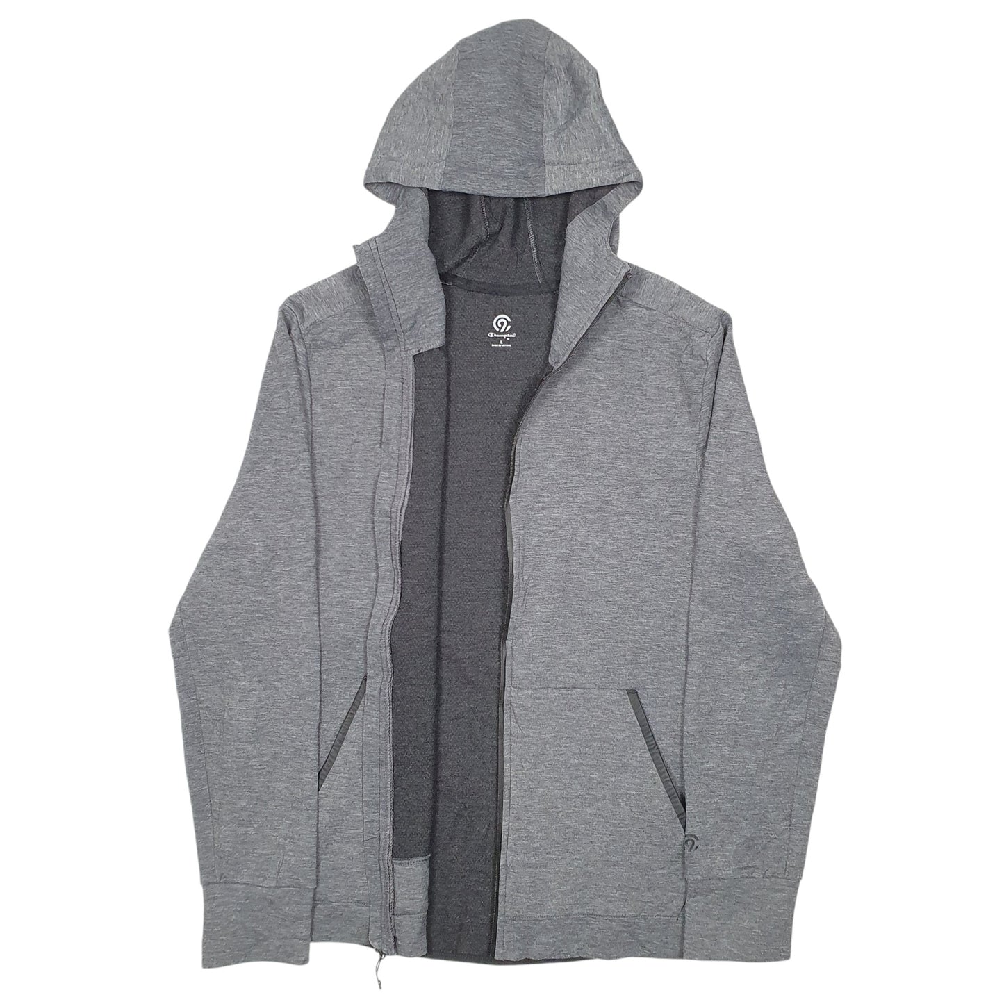 Mens Grey Champion Hoodie C9 Full Zip Jumper
