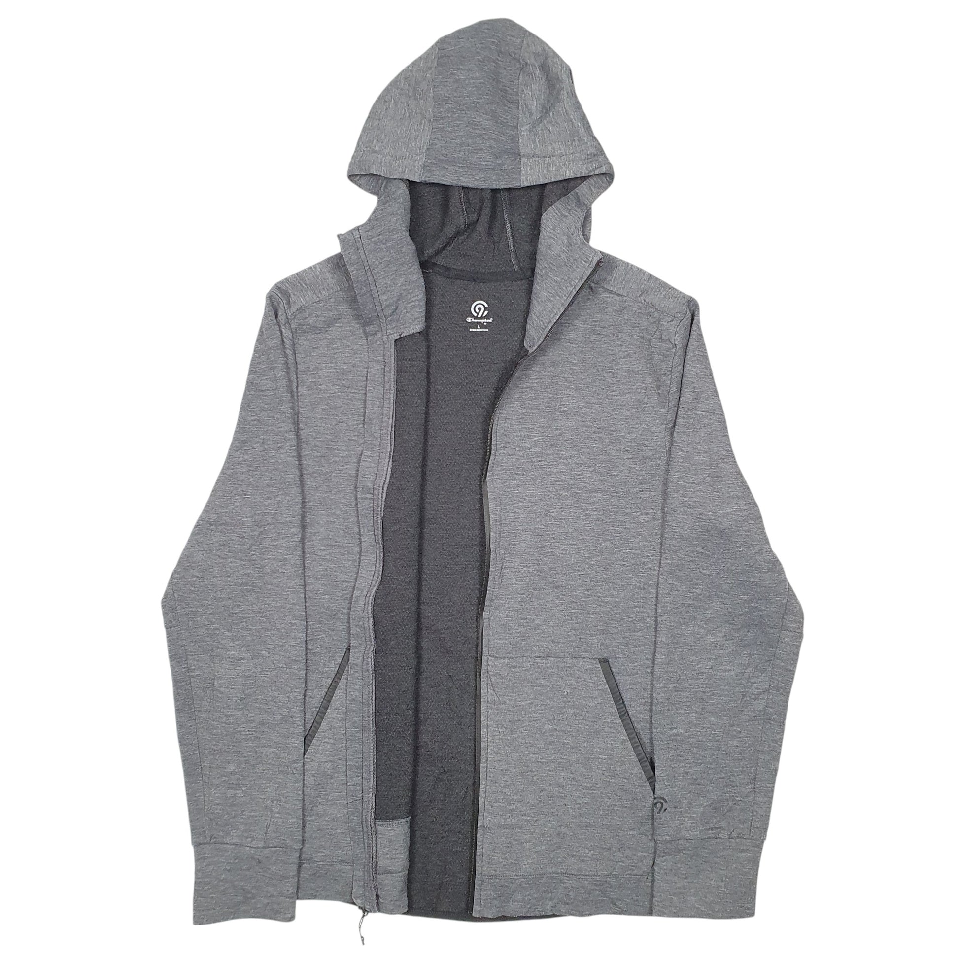 Mens Grey Champion Hoodie C9 Full Zip Jumper