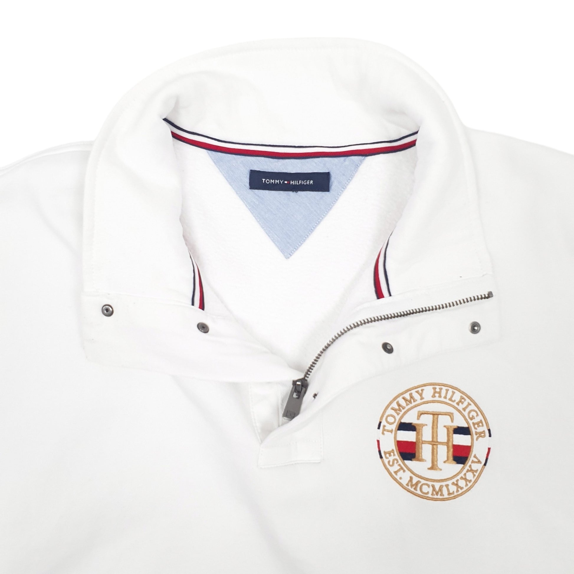 Mens White Tommy Hilfiger  Quarter Zip Jumper